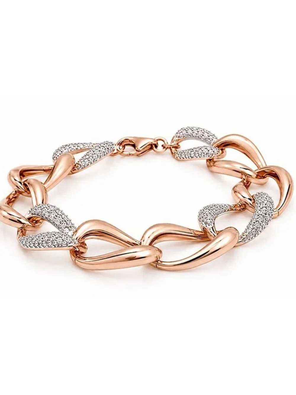 Created White Sapphire Bracelet 14k Rose Gold Plated (.925)